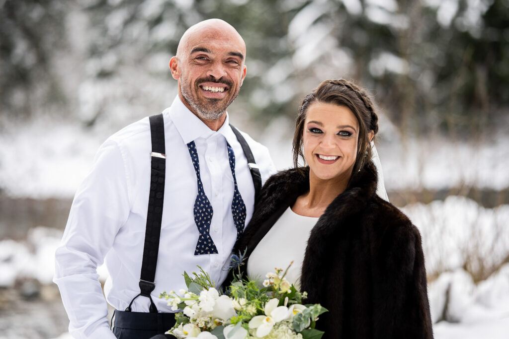 winter wedding at snoqualmie falls