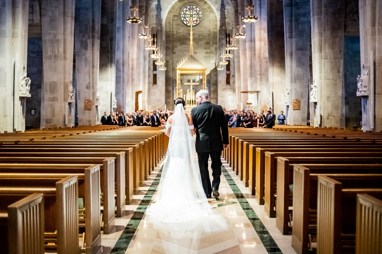 father walks bride down aisle in seattle church