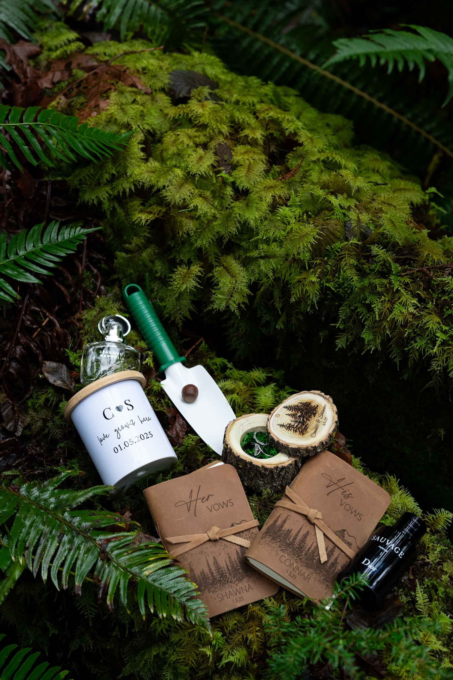 wedding day details from elopement in olympic national park